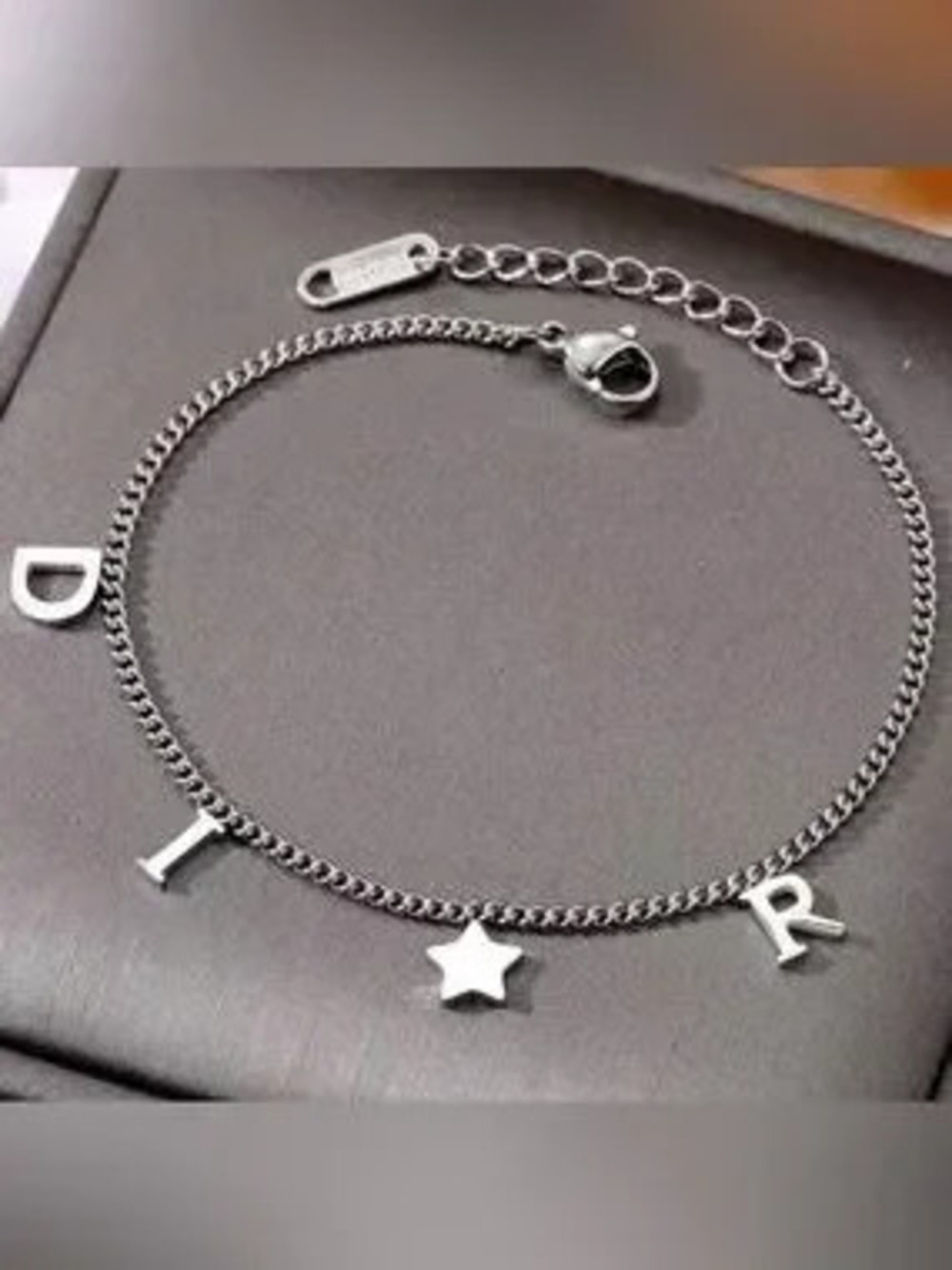 Silver Plated Stainless Steel Letter Charm Bracelet - Star Accent